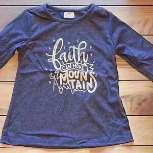 COPY - Kids “Faith Can Move Mountains” Graphic Blue Dolman T-Shirt M 7-8 N…